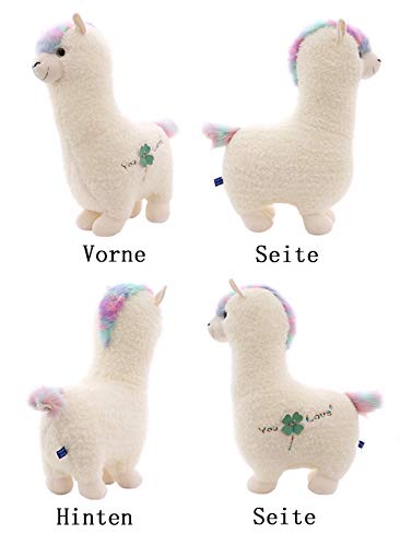Uni-Wert Alpaca de Peluche 38 cm Suaves Lindo Alpaca Juguete de Peluche Muñeca Niños Alpaca Animales de Peluche Bebé Alpaca Peluches Blanco
