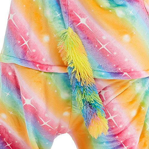 Unicornio Pijamas Cosplay Unicorn Disfraces Animales Franela Monos Unisex-Adulto Ropa de Dormir Disfraces de Fiesta (S, Arco Iris)