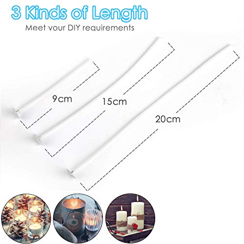 Unique Store 150 Mechas Enceradas, mecha de vela en 3 tamaños diferentes (90 mm, 150 mm y 200 mm) para la fabricación de velas, vela DIY