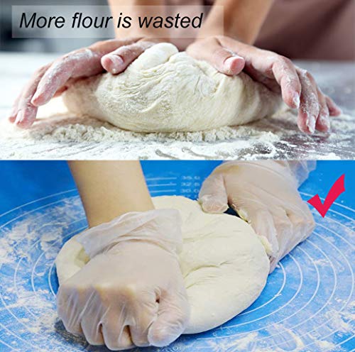 Unique Store 50 x 40cm Tapete de Silicona para Amasar y Hornear Baking Mat con Medidas y 1xRodillo de Amasar, Reutilizable Almohadilla de Silicona para Pasta/Pizza/Torta/Pastel/Galletas/Pan/Fondant