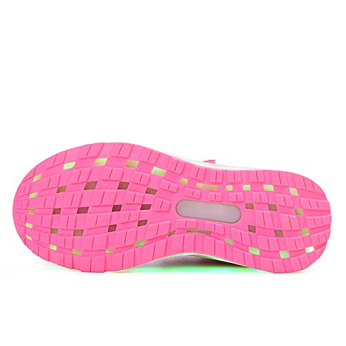 Unisex Niños Zapatos Deportivos Luminosos LED Iluminar de 7 Colores con Carga USB Zapatillas Niño Niña (28 EU, Rosa)