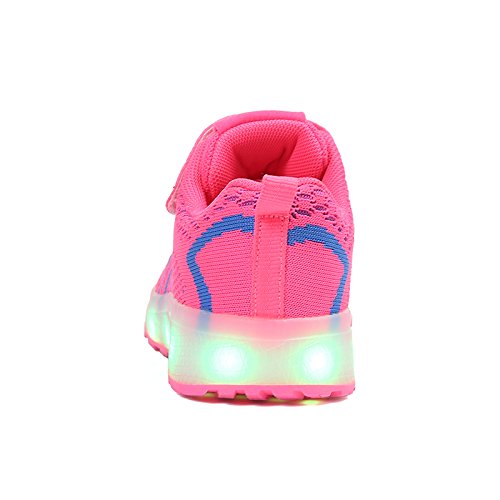 Unisex Niños Zapatos Deportivos Luminosos LED Iluminar de 7 Colores con Carga USB Zapatillas Niño Niña (28 EU, Rosa)