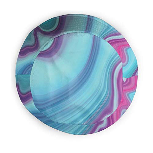 Unisex Summer Fisherman Cap,Abstract Color Formation Wavy Aqua Pink Lines Agate Slab Mineral Layers Geographic,Travel Beach Outdoor Sun Hat