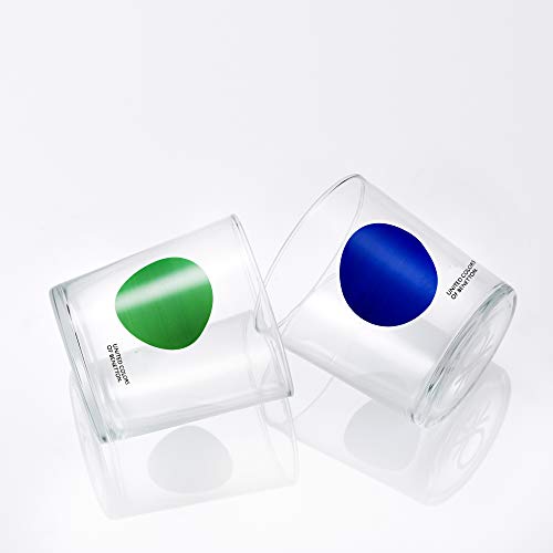 UNITED COLORS OF BENETTON. BE065 Set 3 Piezas: Jarra de Vidrio 108 2 Vasos 35 cl, Cristal, Puntos