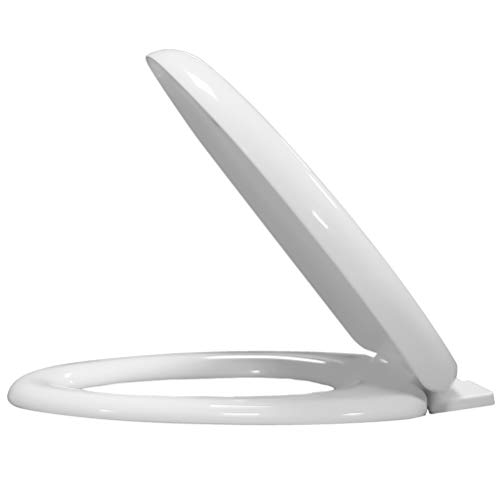 universal Tapa de wc, Asiento de inodoro con cierre suave y lenta, Freno de Plástico Duro en Forma de D de Color Blanco Liberación rápida, fácil de limpiar.y fácil instalación / eConnect-EU