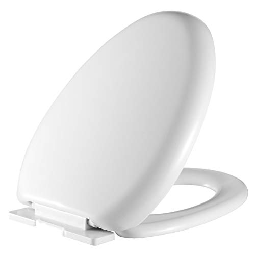 universal Tapa de wc, Asiento de inodoro con cierre suave y lenta, Freno de Plástico Duro en Forma de D de Color Blanco Liberación rápida, fácil de limpiar.y fácil instalación / eConnect-EU