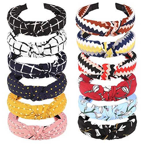 upain 12 Piezas Diademas Turbante Pelo Anchas Diadema Nudo Bandas de Pelo Cabeza Turbantes Cintas Pelo Elastica para Mujer Niñas