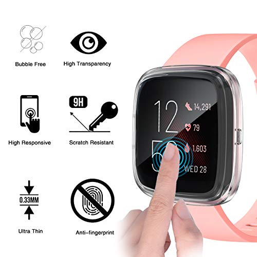 Upeak 4 Pack Funda Compatible con Fitbit Versa 2 Protector Pantalla, Estuche de Cobertura Completa de TPU Suave Solo Compatible con Fitbit Versa 2, 4 Claro