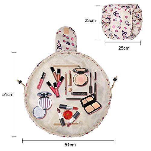 URAQT Bolso Cosmético, Bolsas de Aseo con Cordón, Bolsas de Aseo del Maquillaje de Gran Capacidad portátiles Bolsas Organizador Perezoso Portátiles