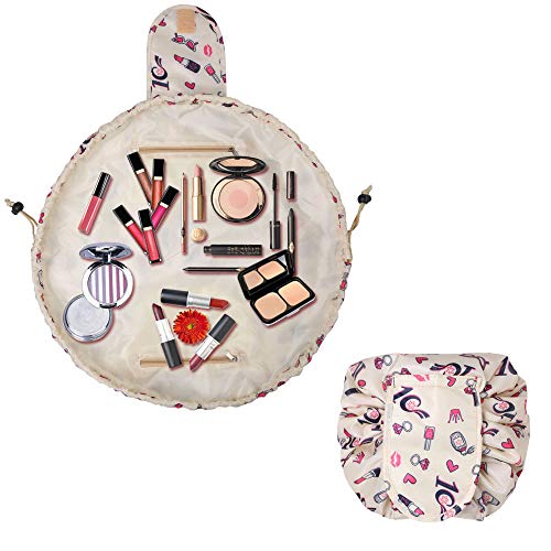 URAQT Bolso Cosmético, Bolsas de Aseo con Cordón, Bolsas de Aseo del Maquillaje de Gran Capacidad portátiles Bolsas Organizador Perezoso Portátiles