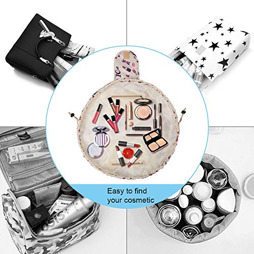 URAQT Bolso Cosmético, Bolsas de Aseo con Cordón, Bolsas de Aseo del Maquillaje de Gran Capacidad portátiles Bolsas Organizador Perezoso Portátiles