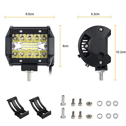 URAQT Focos LED Tractor, 60W Faro Trabajo Led 4 Pulgadas, 2pcs Superbrillantes LED Faros de Trabajo, Luz antiniebla para Camiones Todo Terreno, Pickup, ATV, SUV, Barco
