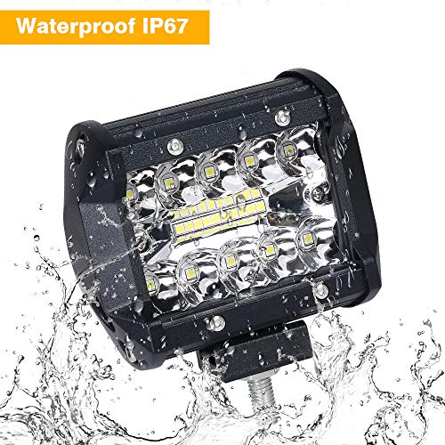URAQT Focos LED Tractor, 60W Faro Trabajo Led 4 Pulgadas, 2pcs Superbrillantes LED Faros de Trabajo, Luz antiniebla para Camiones Todo Terreno, Pickup, ATV, SUV, Barco