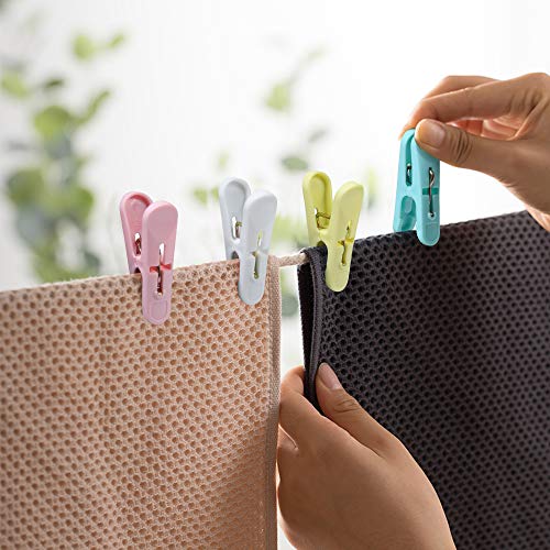 URAQT Pinzas para La Ropa, Pinzas para Toallas De 24 Piezas, Pinzas para Ropa con Agarre Fuerte De Plástico, Adecuadas para Agarrar Ropa, Calcetines, Toallas Y Sábanas Finas, Multicolor