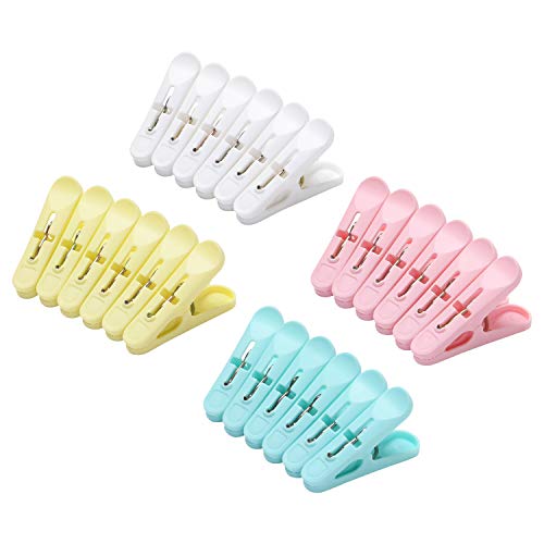 URAQT Pinzas para La Ropa, Pinzas para Toallas De 24 Piezas, Pinzas para Ropa con Agarre Fuerte De Plástico, Adecuadas para Agarrar Ropa, Calcetines, Toallas Y Sábanas Finas, Multicolor