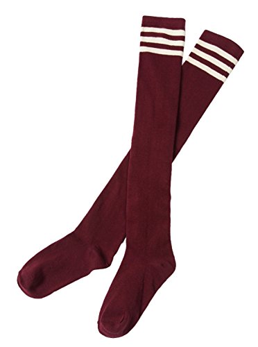 Urban GoCo Calcetines Hasta la Rodilla Algodón Medias Mujer Rayure Piernas Calientes-Conjunto de 3 pares (Modelo B)