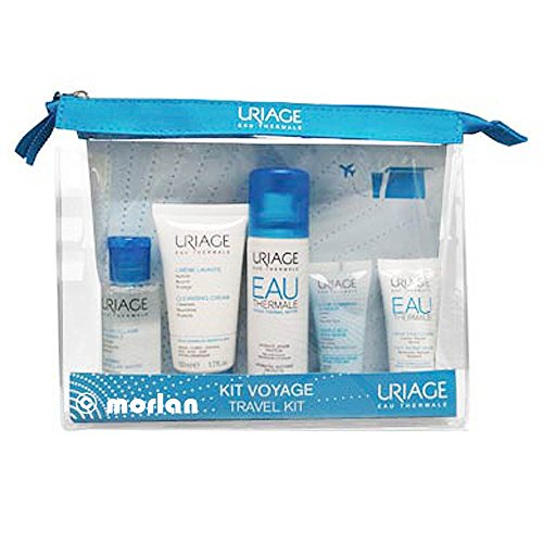 Uriage KIT DE VIAJE LOS IMPRESCINDIBLES, Agua Micelar Thermal, 50ml+Crema Lavante, 50ml+Agua Thermal, 50ml+Gel Exfoliante Suave, 15ml+Crema De Agua Ligera, 15ml