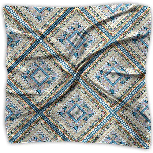 Uridy Pañuelo de raso cuadrado Color Paño de calle Mapa Seda como pañuelos ligeros Pañuelo para la cabeza Chal Pañuelo en la cabeza