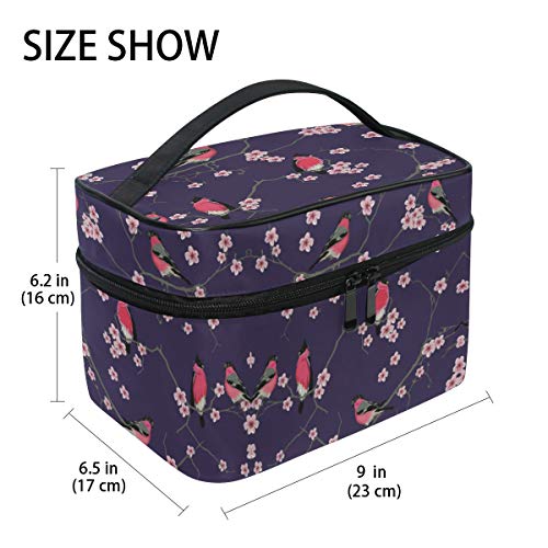Urraca Pájaro Ciruela Flor Organizador Bolsa de Cosméticos Bolsas Neceseres de Maquillaje Estuche de Aseo de Tocador para Mujeres Señoras Niñas