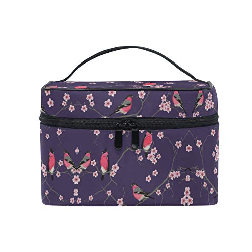 Urraca Pájaro Ciruela Flor Organizador Bolsa de Cosméticos Bolsas Neceseres de Maquillaje Estuche de Aseo de Tocador para Mujeres Señoras Niñas