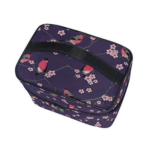 Urraca Pájaro Ciruela Flor Organizador Bolsa de Cosméticos Bolsas Neceseres de Maquillaje Estuche de Aseo de Tocador para Mujeres Señoras Niñas