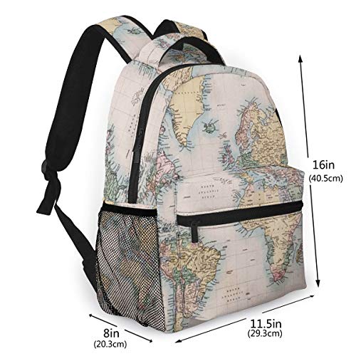 Urspr ngliche Alte Handfarbkartenwelt Unisex Escuela Mochila Informal Campus Mochila Escolar Viaje Escuela Secundaria Mochila Mochila