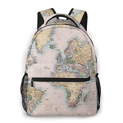Urspr ngliche Alte Handfarbkartenwelt Unisex Escuela Mochila Informal Campus Mochila Escolar Viaje Escuela Secundaria Mochila Mochila