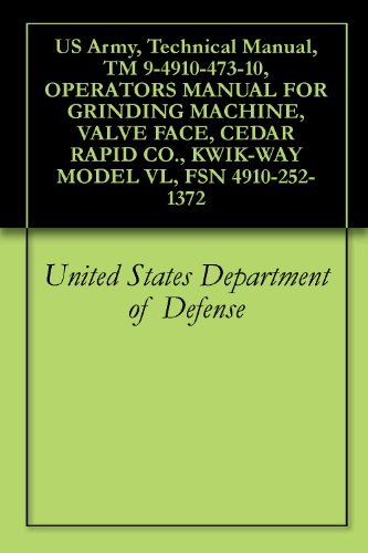 US Army, Technical Manual, TM 9-4910-473-10, OPERATORS MANUAL FOR GRINDING MACHINE, VALVE FACE, CEDAR RAPID CO., KWIK-WAY MODEL VL, FSN 4910-252-1372 (English Edition)