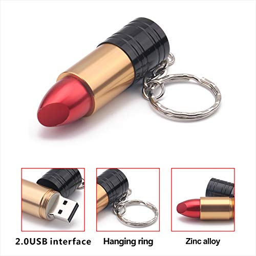 USB 2.0 Flash Drive pintalabios u-Disk Design Llavero Impermeable contra el Polvo y antigolpes para PC Ordenador portátil de 1 Piezas 6.5 * 1.9 * 1.9 cm 32 GB
