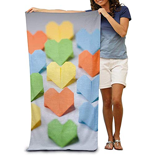 utong Toallas de Playa 100% algodón 80x130cm Toalla de Secado rápido para Nadadores Origami Love Beach Blanket