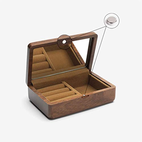 Uziqueif Joyero de Viaje de Madera Maciza Pendientes del Perno Prisionero de la Mano de la joyería del Anillo de Almacenamiento portátil Caja de Joyas de Dolor no Caja compacta sólida Madera,F
