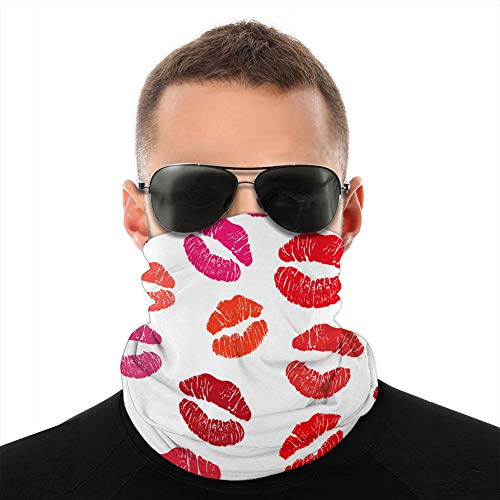 vbndfghjd Microfiber Neck Cover Shield Bandanas For Dust Outdoors Red Lipstick Kiss Seamless Pattern Half Cover