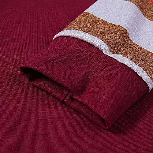 VECDY Lactancia Maternidad para Mujer Camisa, Ropa Premamá Maternidad De Enfermería A Rayas Manga Larga Cuello Redondo Amamantamiento Tops T-Shirt Casual 2019 Oferta （Rojo，L）