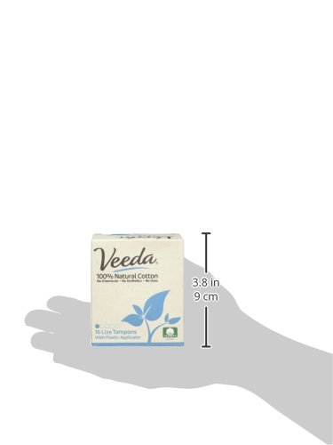 Veeda, 100% Natural Cotton Tampon with Plastic Applicator, Lite, 16 Tampons