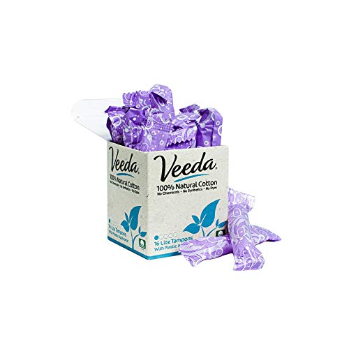 Veeda, 100% Natural Cotton Tampon with Plastic Applicator, Lite, 16 Tampons