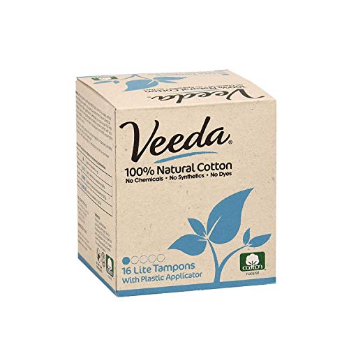Veeda, 100% Natural Cotton Tampon with Plastic Applicator, Lite, 16 Tampons
