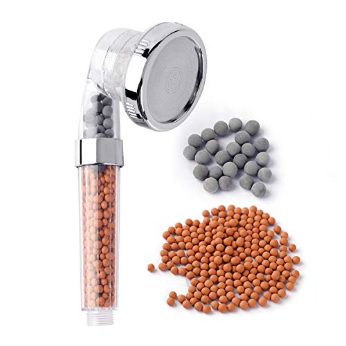 VEHHE Alcachofa Ducha con Filtro Mineral, Filtro Ducha Alta Presión con 3 Modos, Teléfono Ducha Ahorro de Agua, Transparente