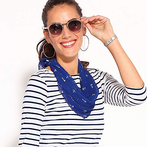 VENCA Foulard tejido plisado con estampado marinero mujer by VencaStyle - 025536,AZUL MARINO,UNICA