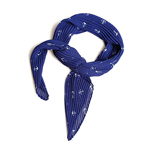 VENCA Foulard tejido plisado con estampado marinero mujer by VencaStyle - 025536,AZUL MARINO,UNICA