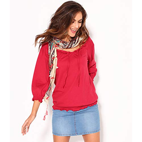 VENCA Pañuelo con borlas mujer by VencaStyle - 027192,ESTAMPADO CRUDO/MARRÓN,UNICA