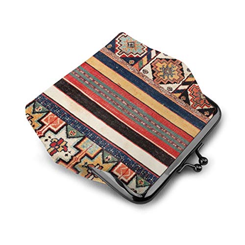 Venta Antiguo Marruecos Norte de África Flatweave Alfombra Monedero Cambio de Cuero Billetera Beso Cierre Mini Cosméticos Bolsas de Maquillaje para Mujeres y Niñas