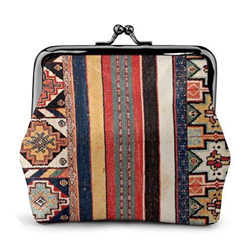 Venta Antiguo Marruecos Norte de África Flatweave Alfombra Monedero Cambio de Cuero Billetera Beso Cierre Mini Cosméticos Bolsas de Maquillaje para Mujeres y Niñas