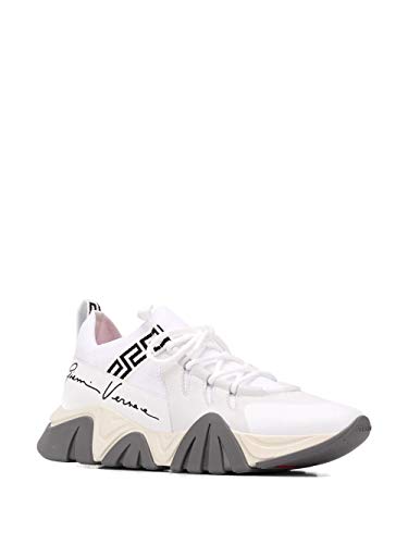 Versace Fashion Man DSU8007DCL5GD0141 Zapatillas de piel blanca, Primavera Verano 20, color Blanco, talla 44 EU