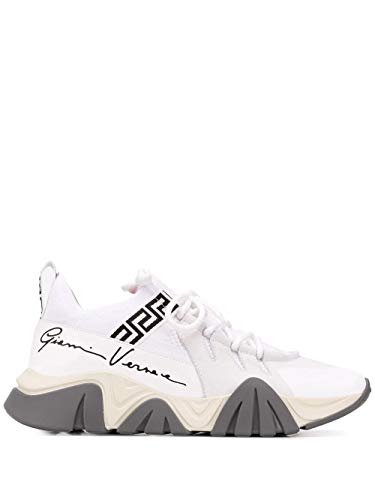 Versace Fashion Man DSU8007DCL5GD0141 Zapatillas de piel blanca, Primavera Verano 20, color Blanco, talla 44 EU