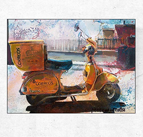 Vespa De Correos Pintura Original Hecha A Mano