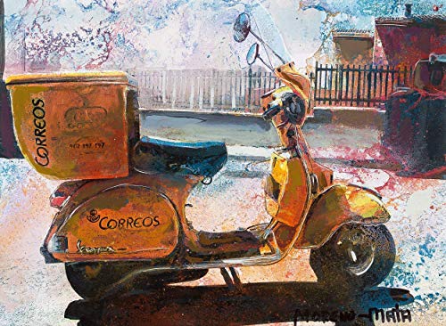 Vespa De Correos Pintura Original Hecha A Mano