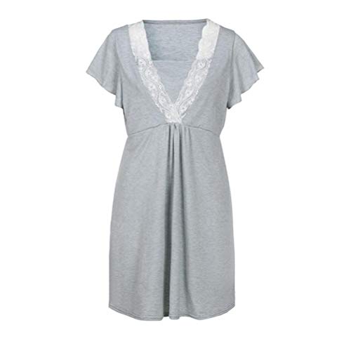 Vestido de Lactancia Maternidad de Noche Camisón Mujeres Embarazadas Ropa de Dormir Premamá Pijama Verano Encaje