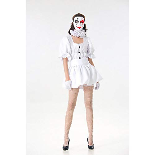 Vestido de Payaso Sexy para Mujeres Adultas, Fantasía de Halloween Payaso de Vampiro para Damas Cosplay Ropa para Carnaval Halloween Fiesta de Baile Maquillaje Blanco
