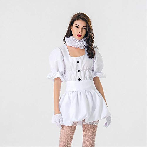 Vestido de Payaso Sexy para Mujeres Adultas, Fantasía de Halloween Payaso de Vampiro para Damas Cosplay Ropa para Carnaval Halloween Fiesta de Baile Maquillaje Blanco