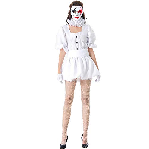 Vestido de Payaso Sexy para Mujeres Adultas, Fantasía de Halloween Payaso de Vampiro para Damas Cosplay Ropa para Carnaval Halloween Fiesta de Baile Maquillaje Blanco